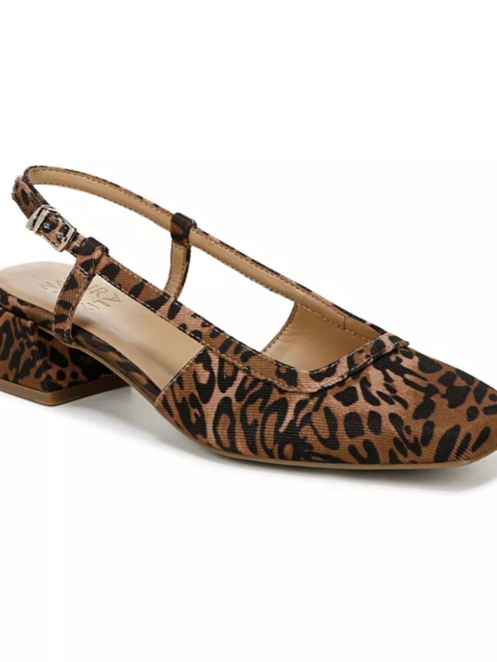 NEW Naturalizer Women's Harper Square Toe Slingback Pumps Leopard Sz 11W